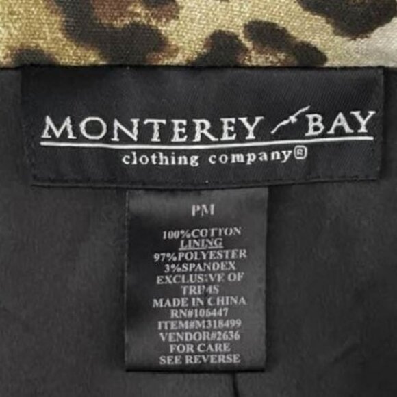 Monterey Bay Leopard Print Cotton Blazer Petite Medium Lined Animal Print Jacket - Picture 12 of 15